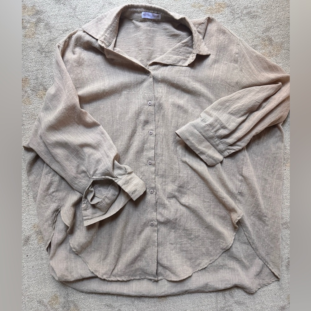 Boutique Oversized Button Up Linen Shirt